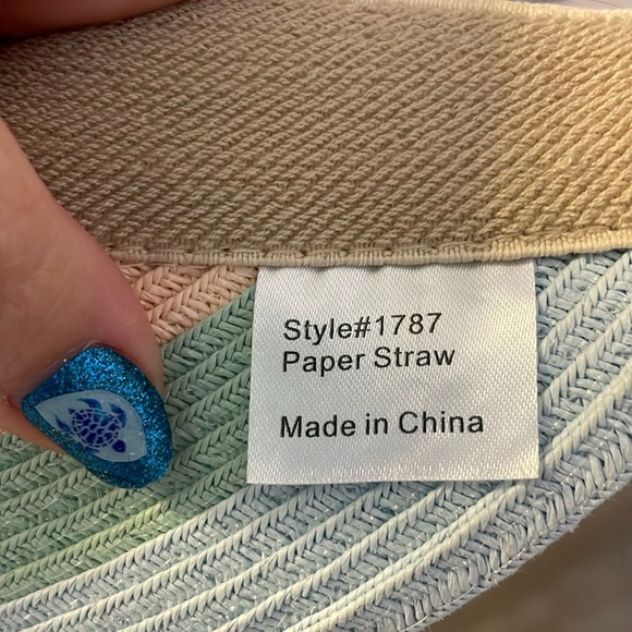 Unbranded Rainbow Paper Straw Visor Hat Adjustable Velcro Back Strap OS - Picture 6 of 11